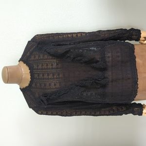 Sezane black lace style blouse size 36